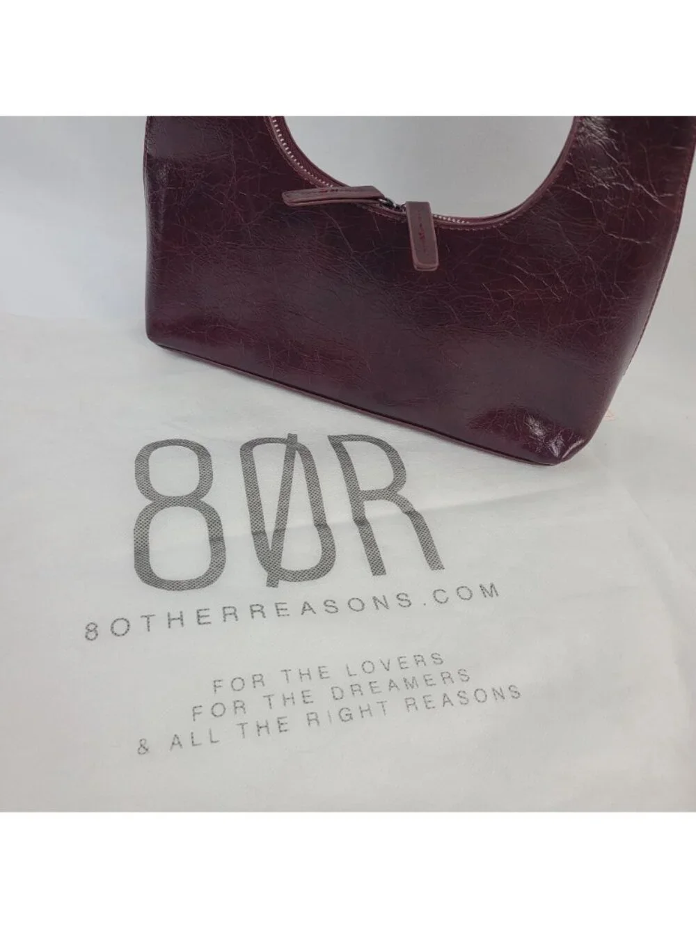 NEW 8 Other Reasons Burgundy Faux Leather Mini Shoulder Bag With Dust Bag - Picture 2 of 9